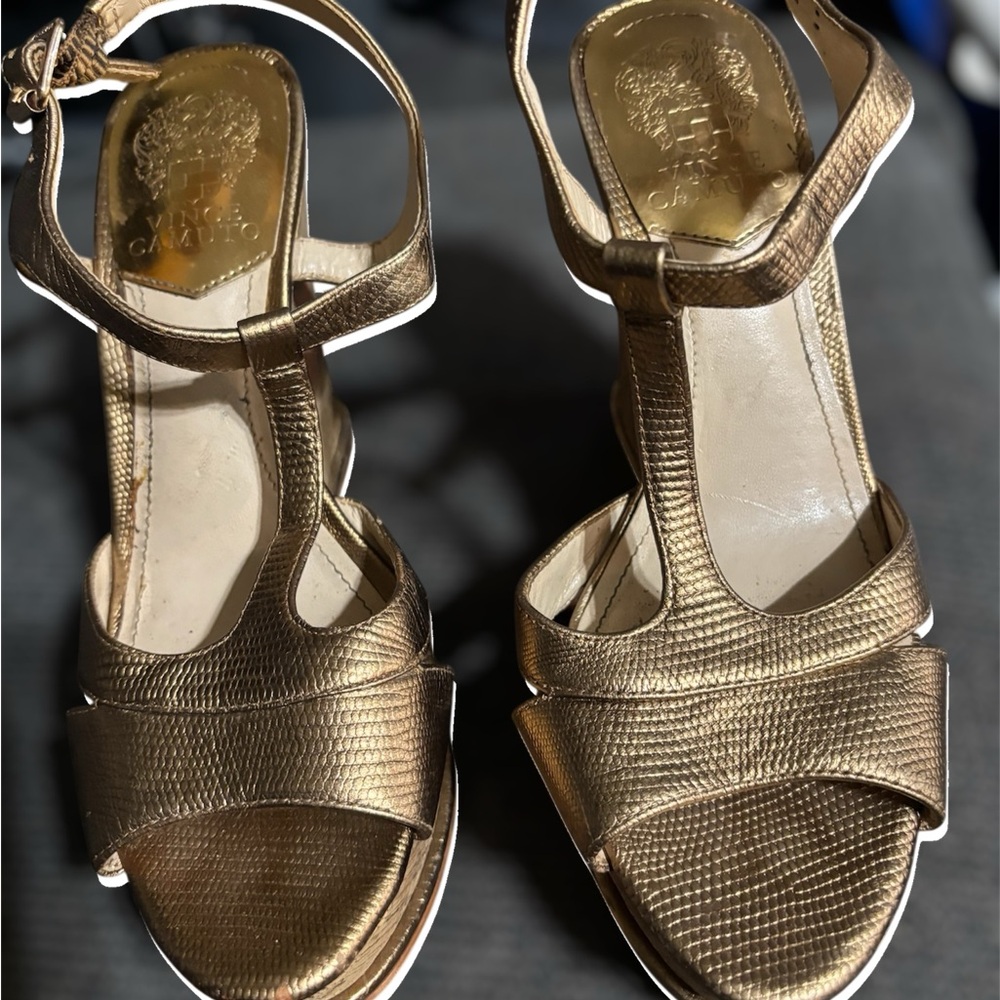 Vince Camuto Gold Wedges